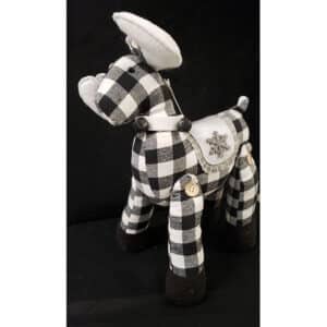 Plush White & Black Reindeer with Bell Collar