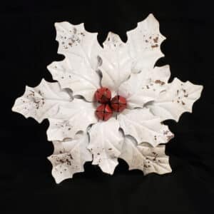 Metal White Poinsettia Wall Hanging