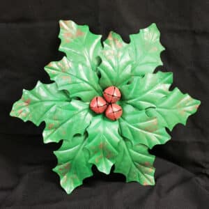 Metal Green Poinsettia Wall Hanging
