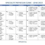 June 2023 Outpatient Clinic Calendar