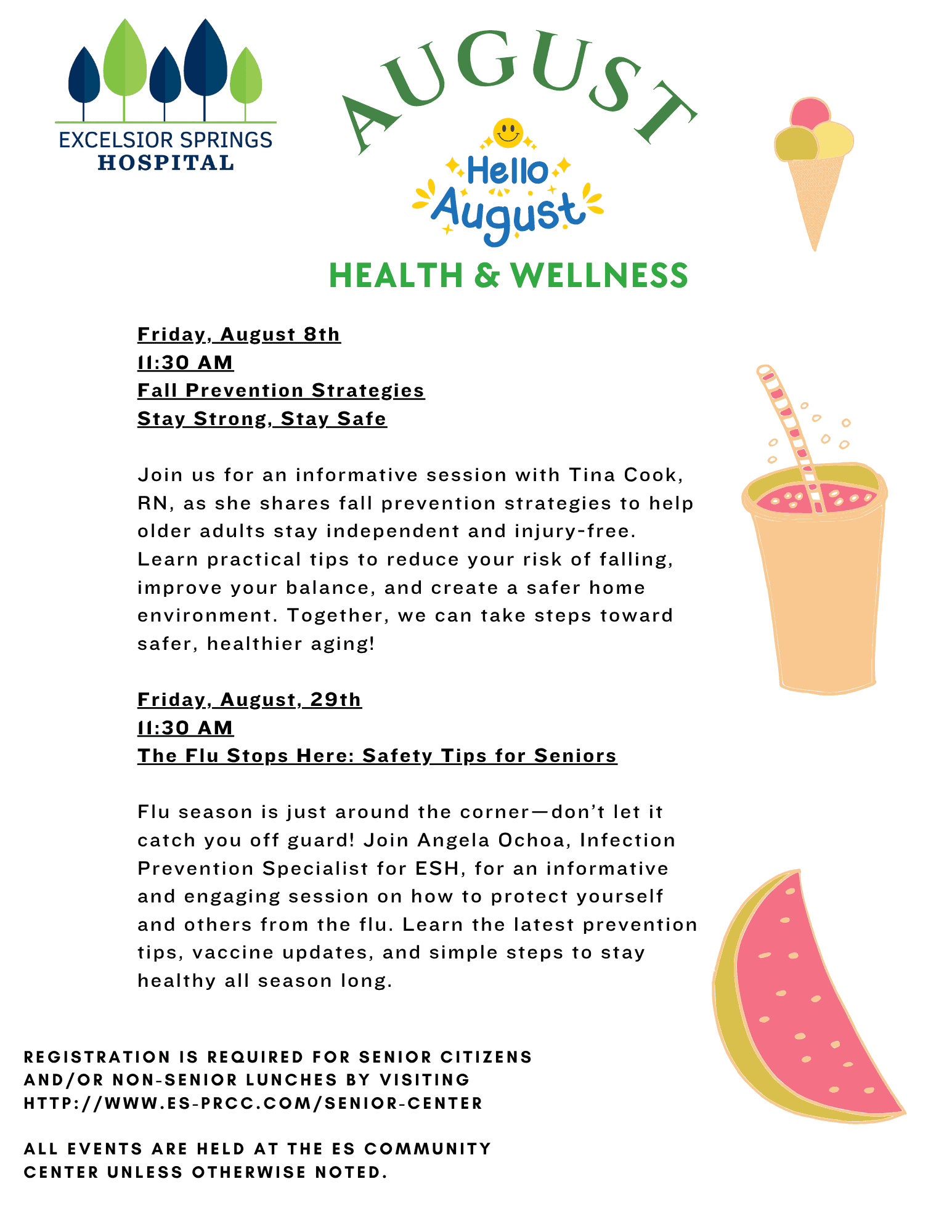 August 2025 Health and Wellness Classes