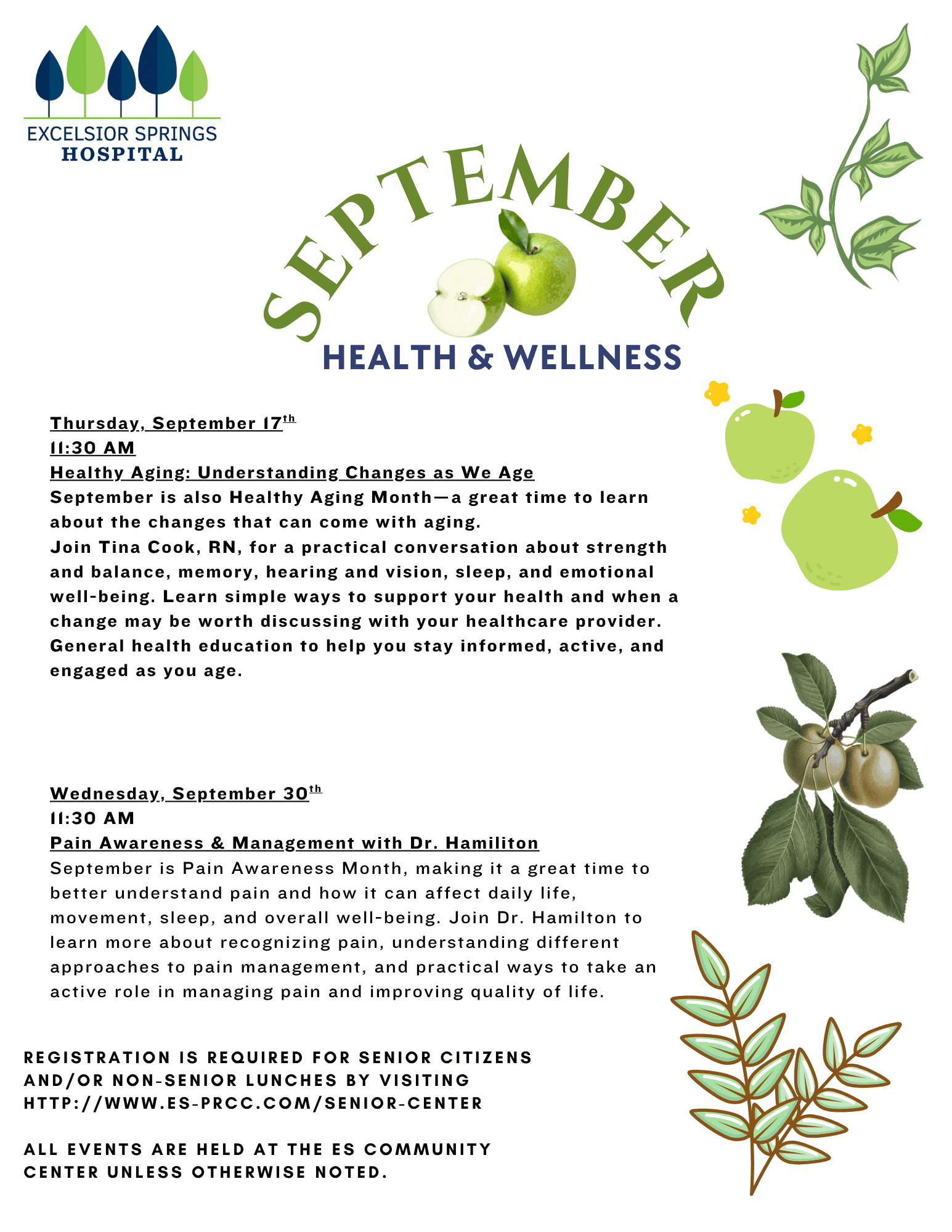 September Health and Wellness events