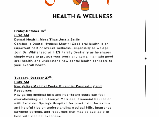 October 2026 Health and Wellness Classes